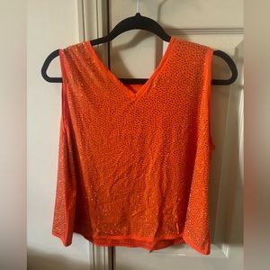 New With Tags!! NWB, Medium Queen of Sparkles Orange Rhinestone Active Tank
